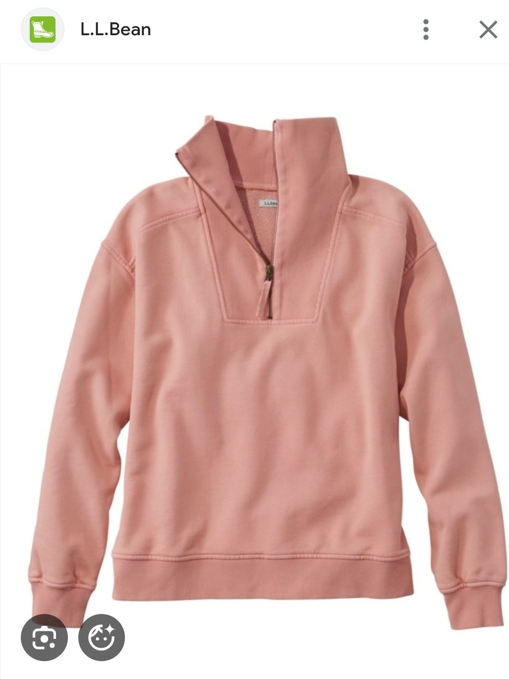 L.L. Bean Sun-washed Sweats Quarter Zip, Size XS